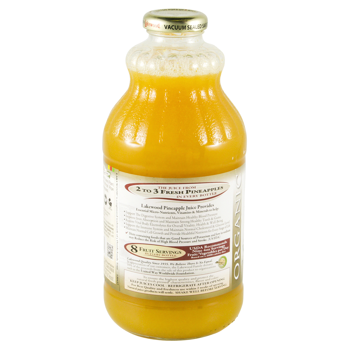 slide 3 of 4, Lakewood Juice Organic Pure Pineapple, 