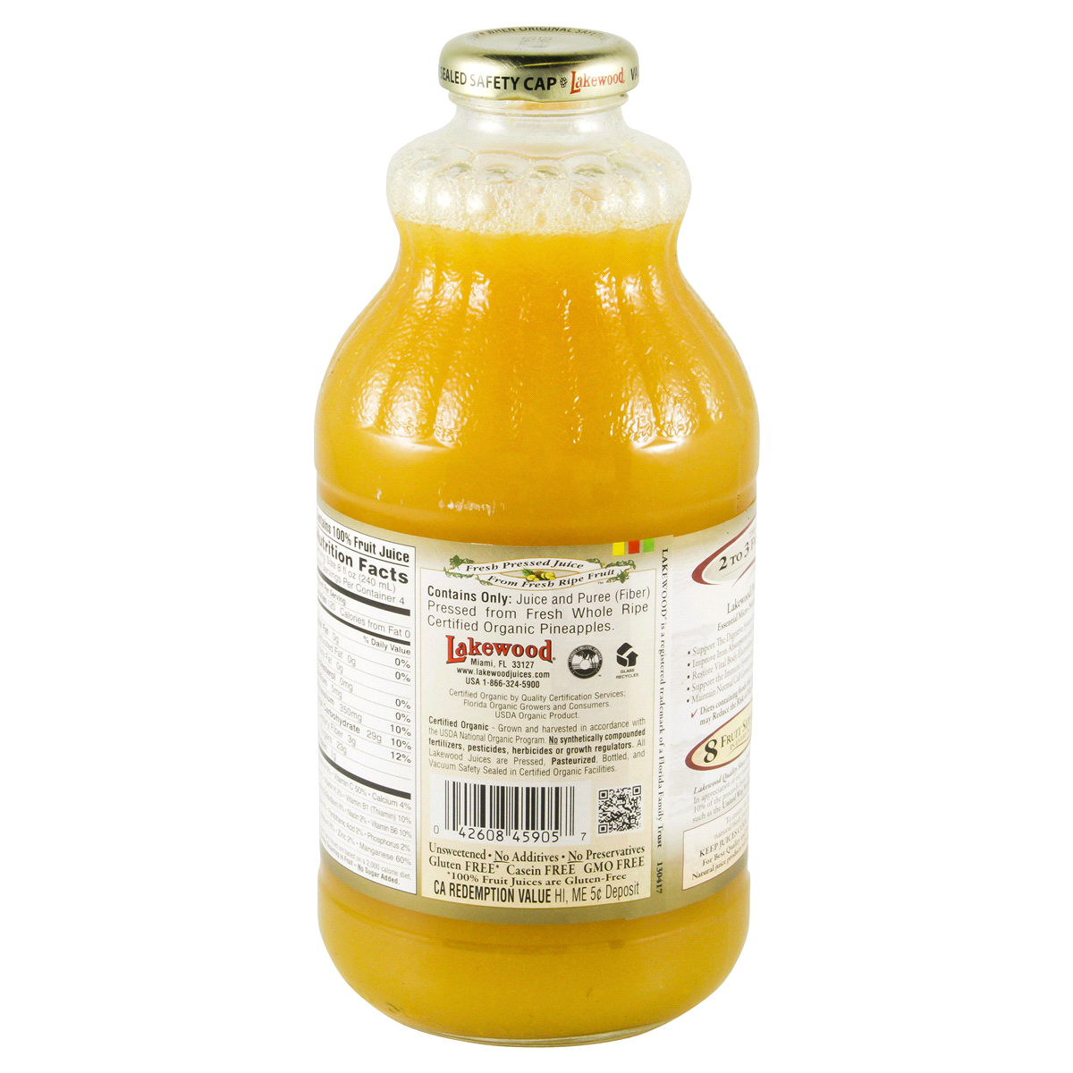 slide 4 of 4, Lakewood Juice Organic Pure Pineapple, 