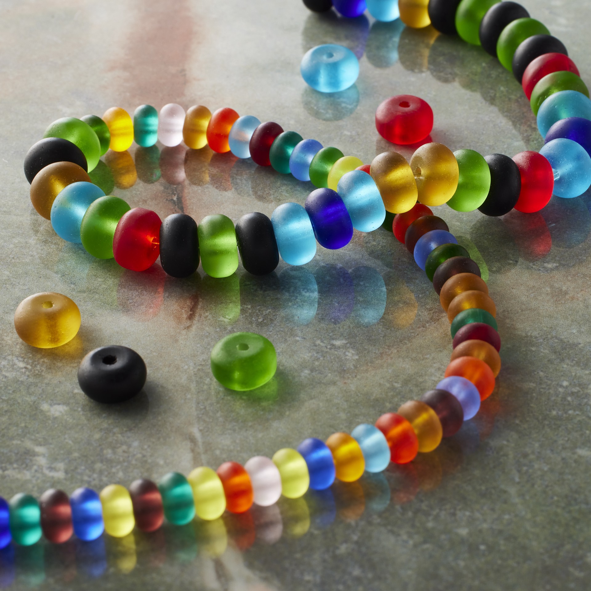 slide 3 of 3, Multicolor Matte Glass Rondelle Bead Mix By Bead Landing, 3mm to 3.6mm x 5.5mm and 4.5mm to 5mm x 7.5mm