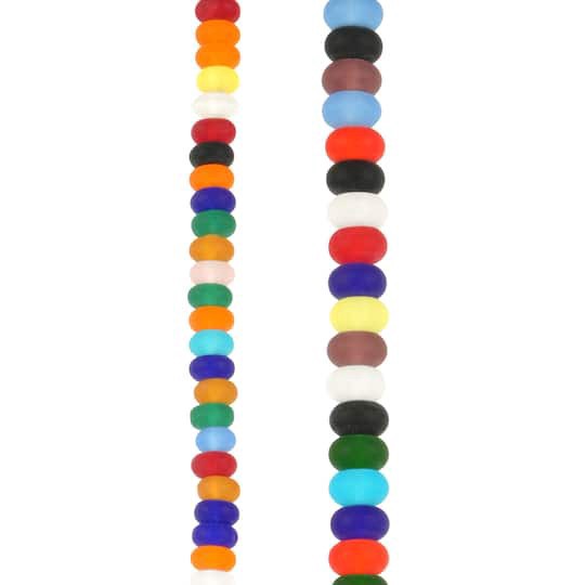 slide 1 of 3, Multicolor Matte Glass Rondelle Bead Mix By Bead Landing, 3mm to 3.6mm x 5.5mm and 4.5mm to 5mm x 7.5mm