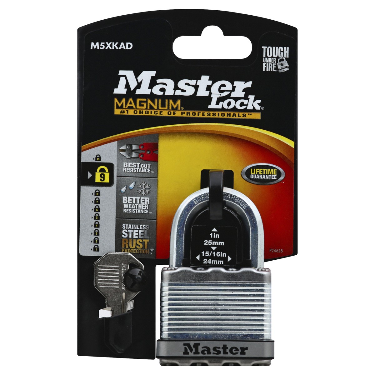 slide 6 of 7, Master Lock Magnum Laminated Steel Padlock M5XKAD, 2 inch wide, 1 ct