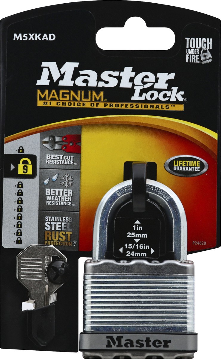 slide 1 of 7, Master Lock Magnum Laminated Steel Padlock M5XKAD, 2 inch wide, 1 ct