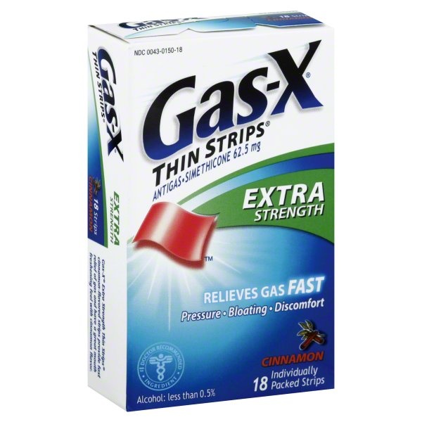 slide 1 of 1, Gas-X Thin Strips Extra Strength Cinnamon, 18 ct; 62.5 mg