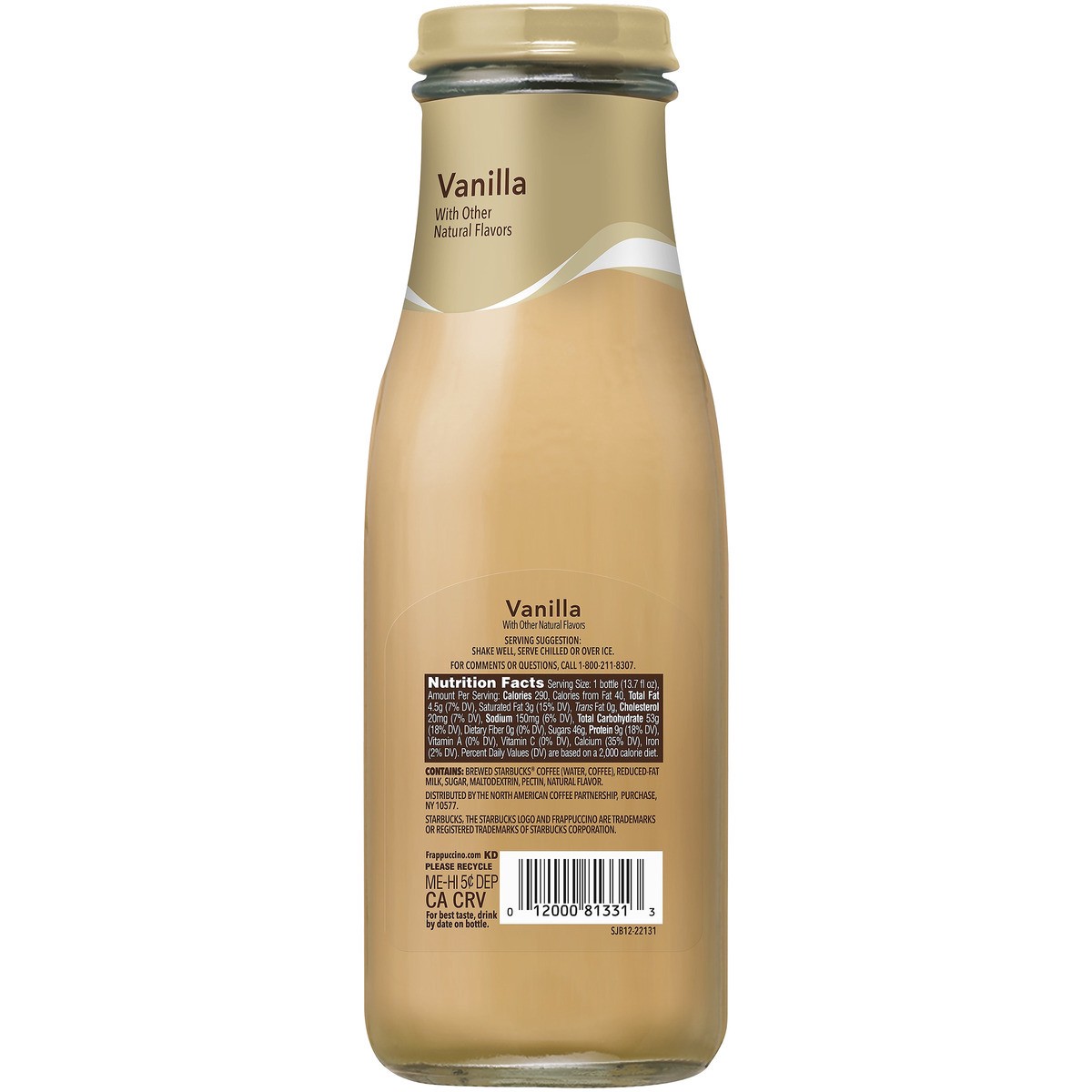 slide 2 of 9, Starbucks Frappuccino Chilled Coffee Drink Vanilla Flavored 13.7 Fl Oz Bottle, 13.7 fl oz