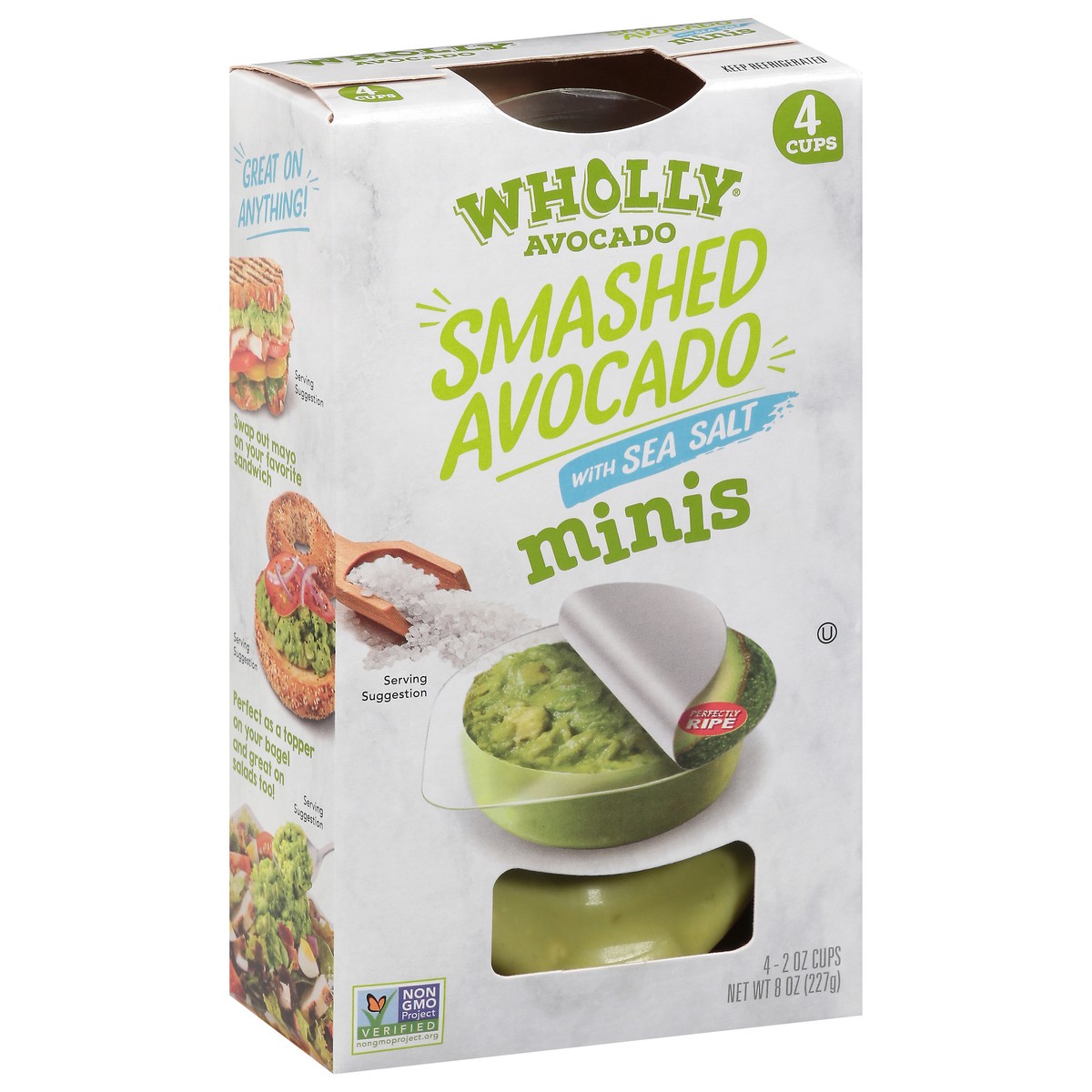 slide 4 of 12, Wholly Smashed Avocado with Sea Salt Minis 4 - 2 oz Cups, 4 ct