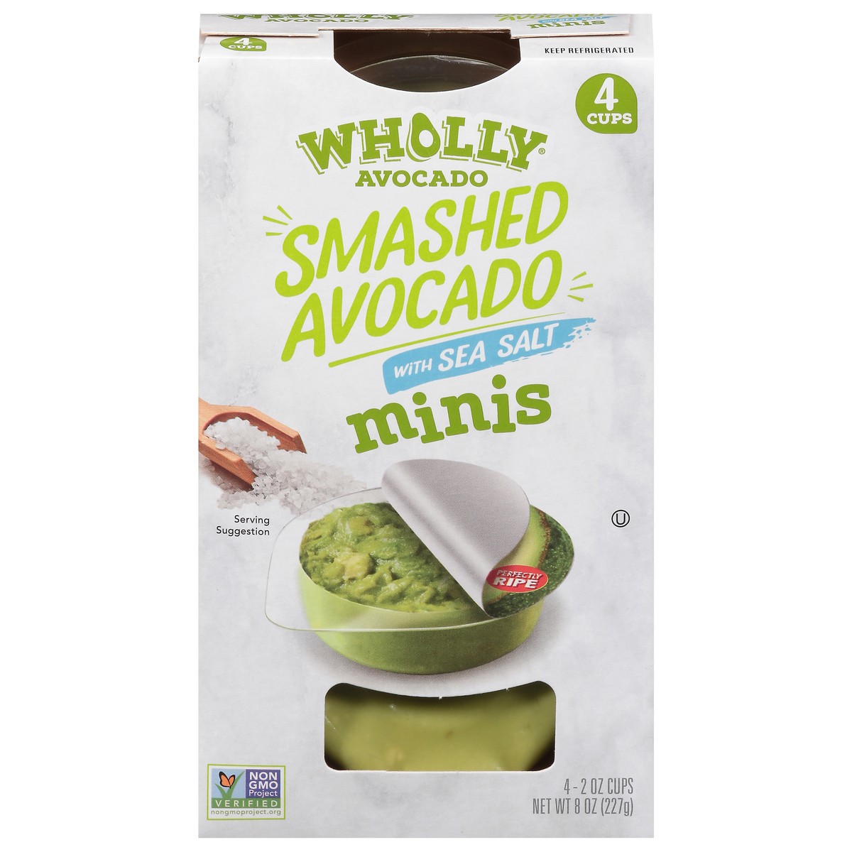 slide 1 of 12, Wholly Smashed Avocado with Sea Salt Minis 4 - 2 oz Cups, 4 ct