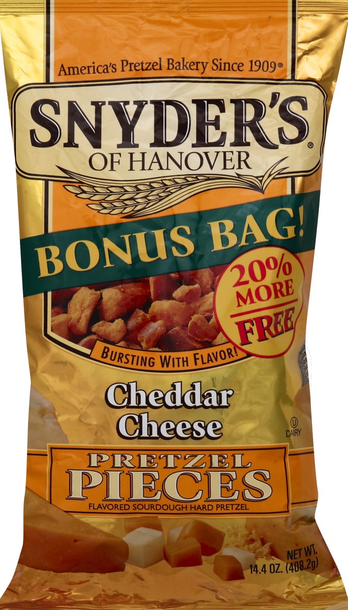 slide 5 of 5, Snyder's of Hanover Pretzel Pieces, Cheddar Cheese, Bonus Bag!, 14.4 oz