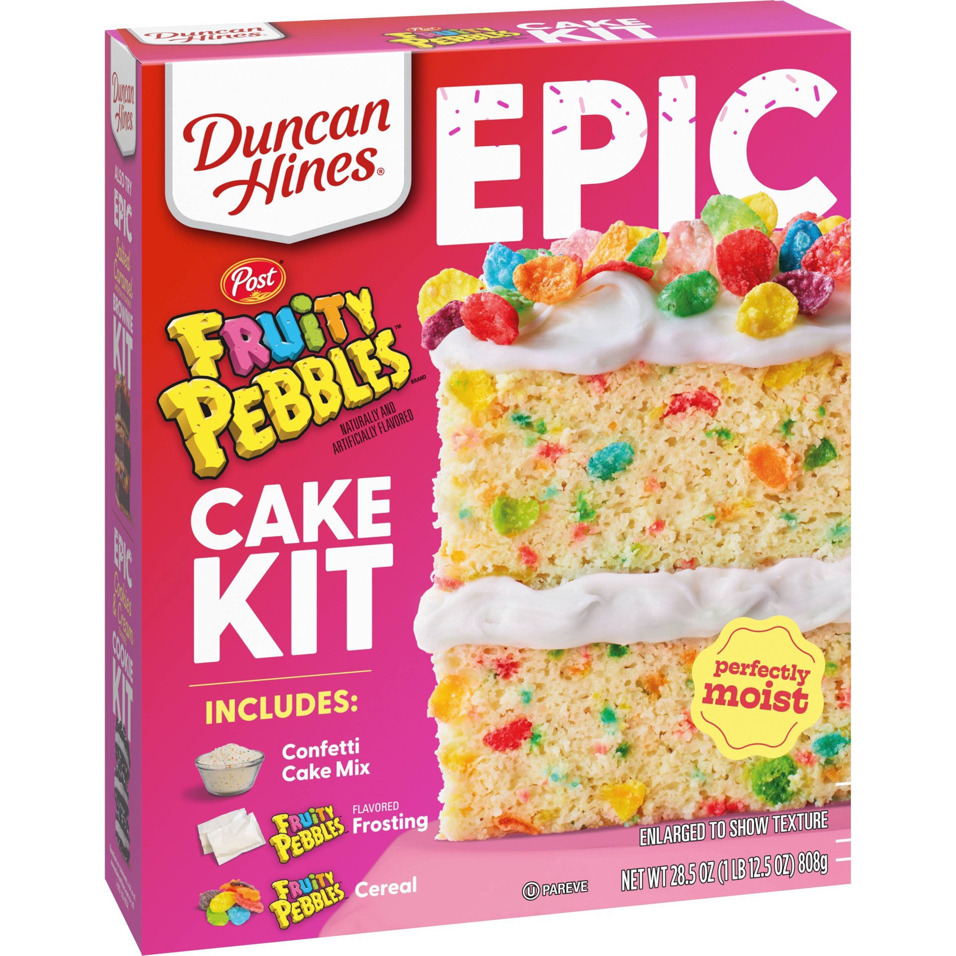 slide 5 of 9, Duncan Hines Epic Fruity Pebbles Cake Kit 28.5 oz, 28.50 ct