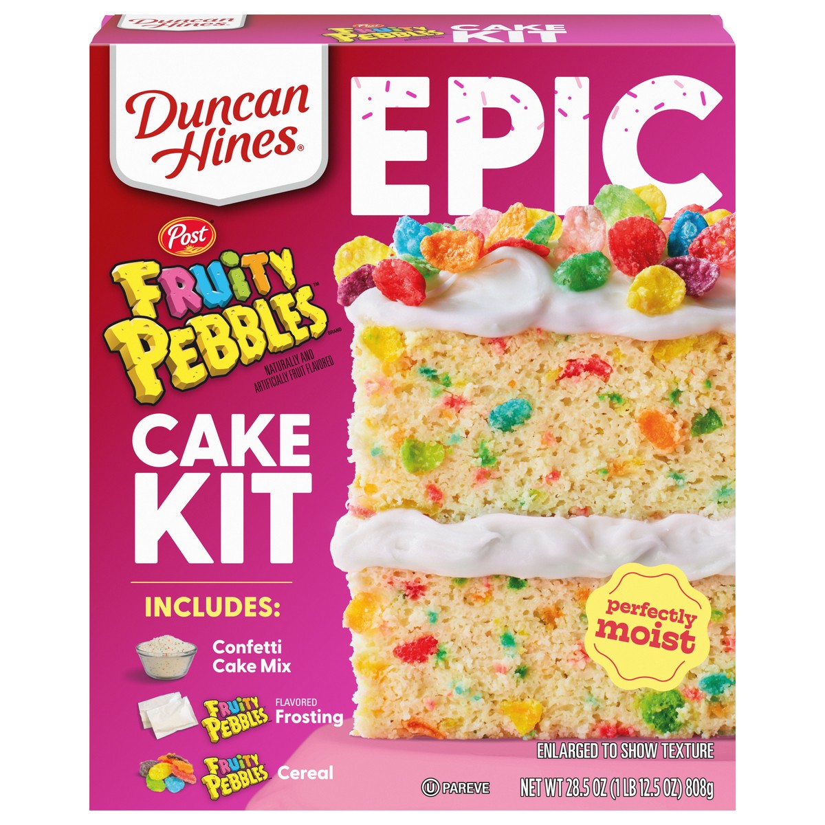 slide 1 of 9, Duncan Hines Epic Fruity Pebbles Cake Kit 28.5 oz, 28.50 ct