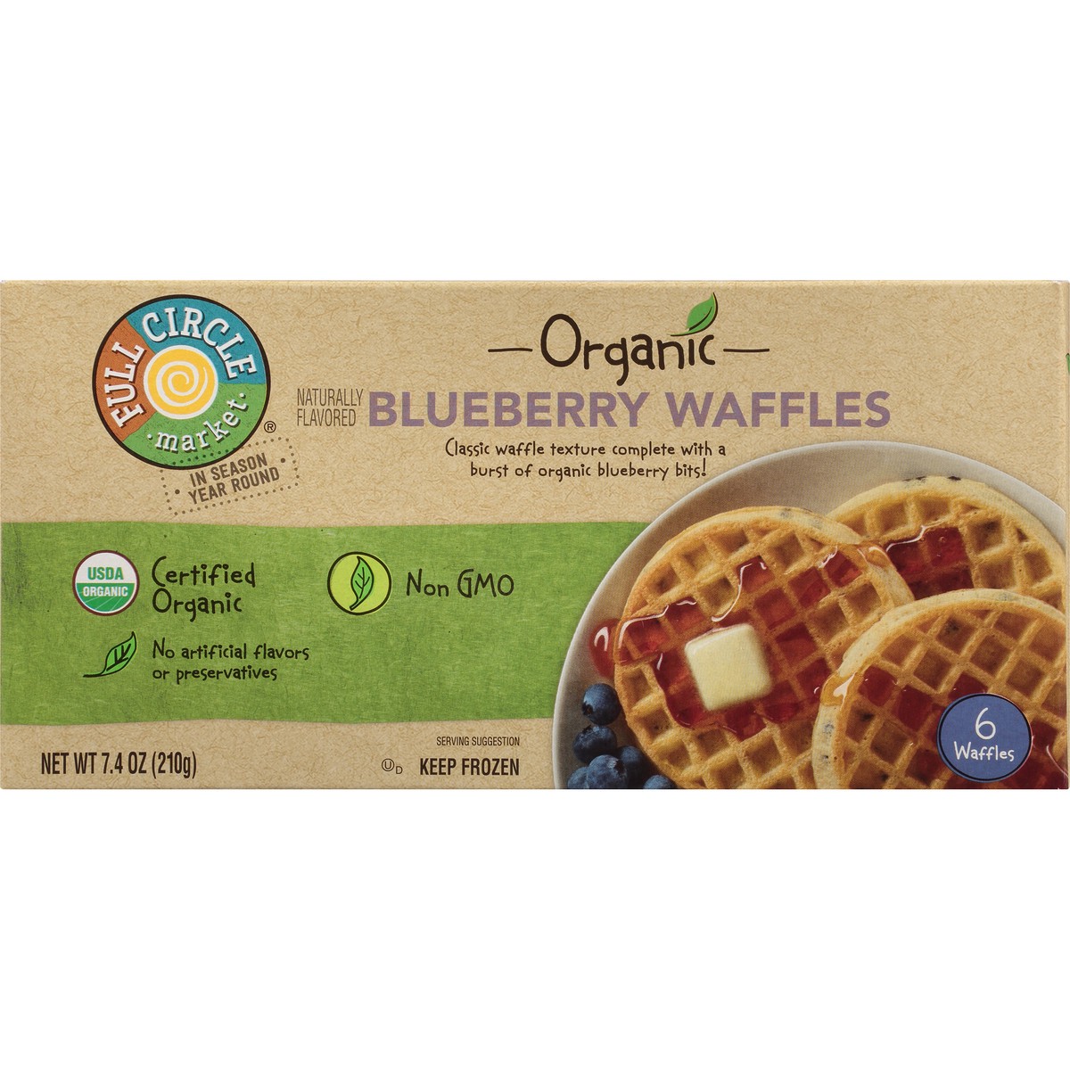 slide 4 of 15, Full Circle Market Blueberry Waffles, 7.4 oz