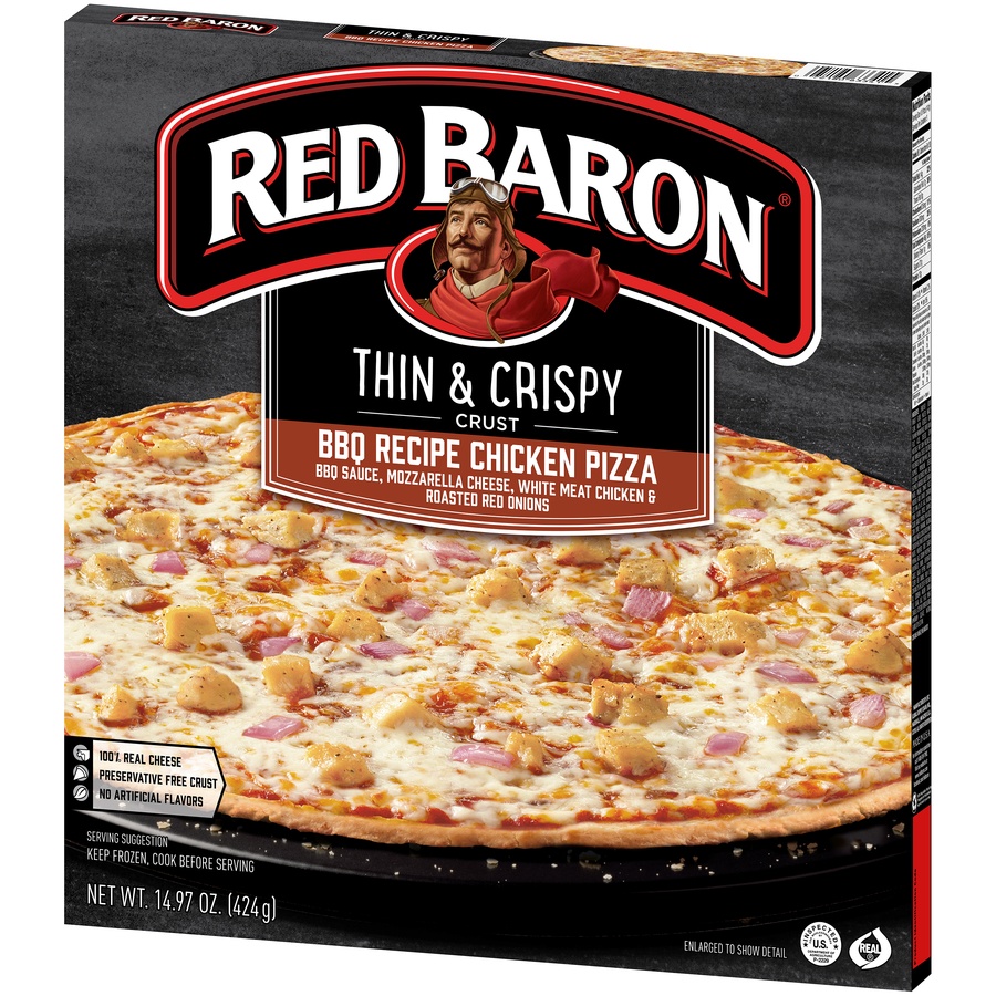 slide 3 of 9, Red Baron Thin & Crispy BBQ Style Chicken Pizza, 14.97 oz