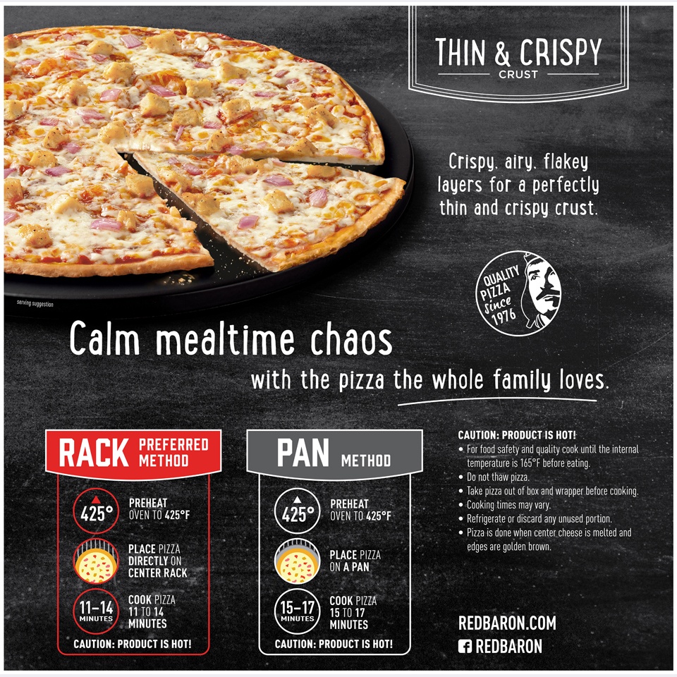 slide 6 of 9, Red Baron Thin & Crispy BBQ Style Chicken Pizza, 14.97 oz