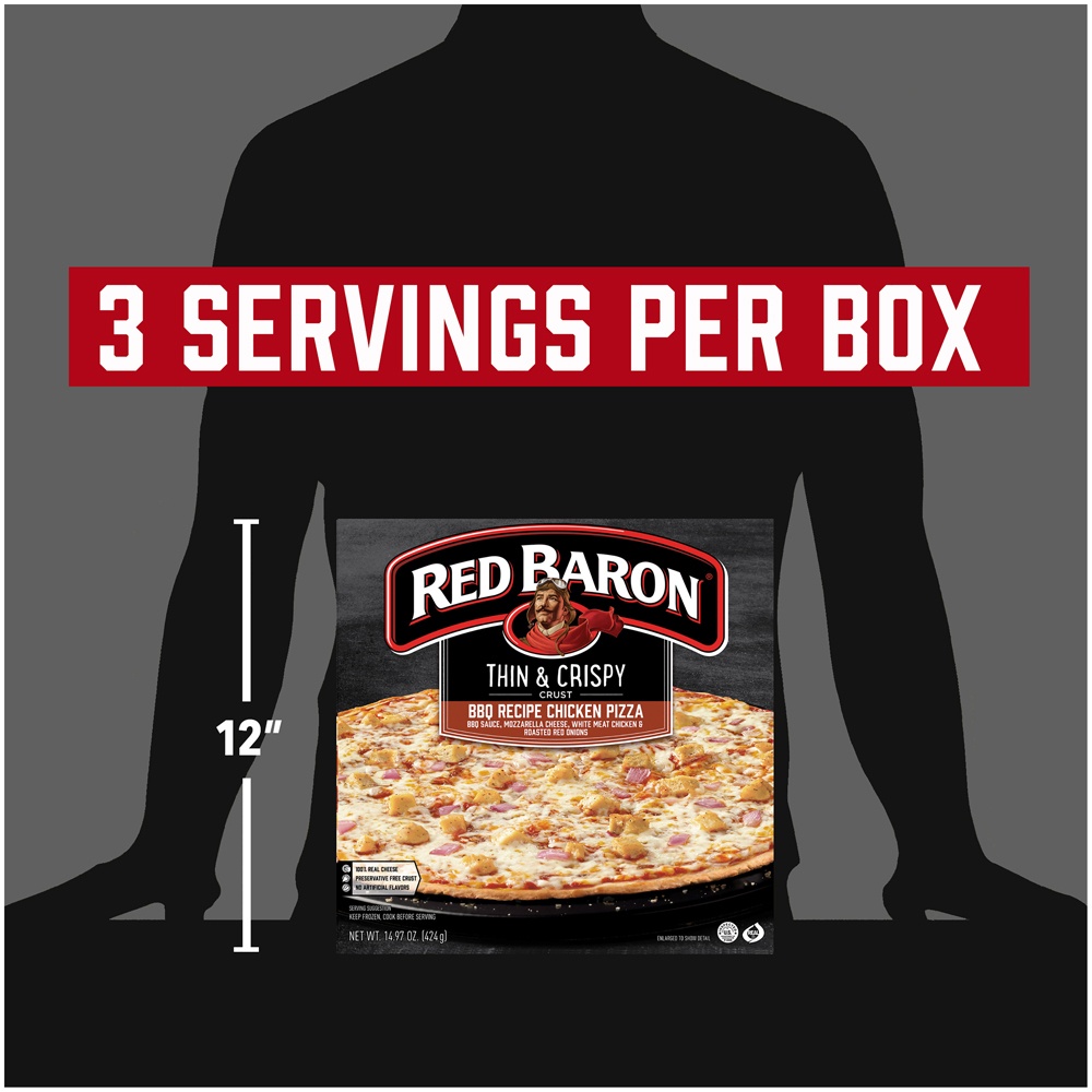 slide 7 of 9, Red Baron Thin & Crispy BBQ Style Chicken Pizza, 14.97 oz