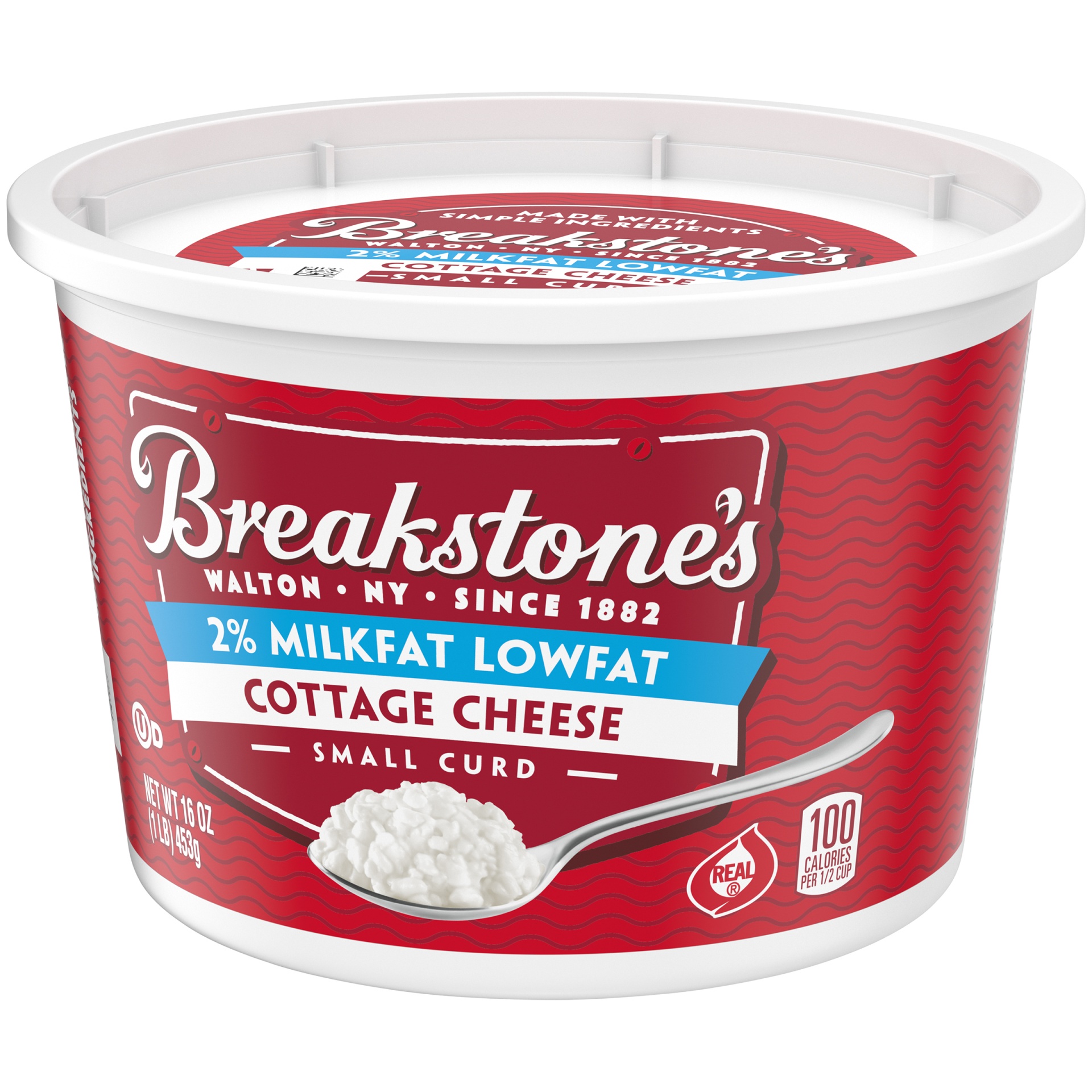 slide 6 of 6, Breakstone's Lowfat Small Curd Cottage Cheese with 2% Milkfat, 16 oz Tub, 453 g