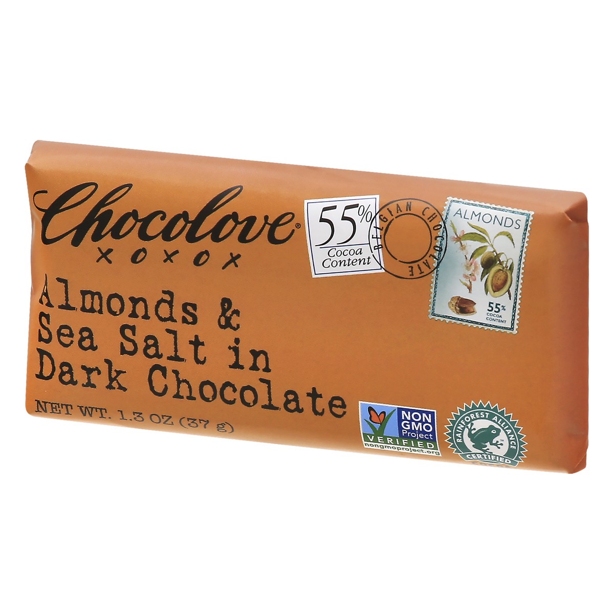 slide 5 of 9, Chocolove Almonds Sea Salt Dark Chocolate Bar, 1.3 oz