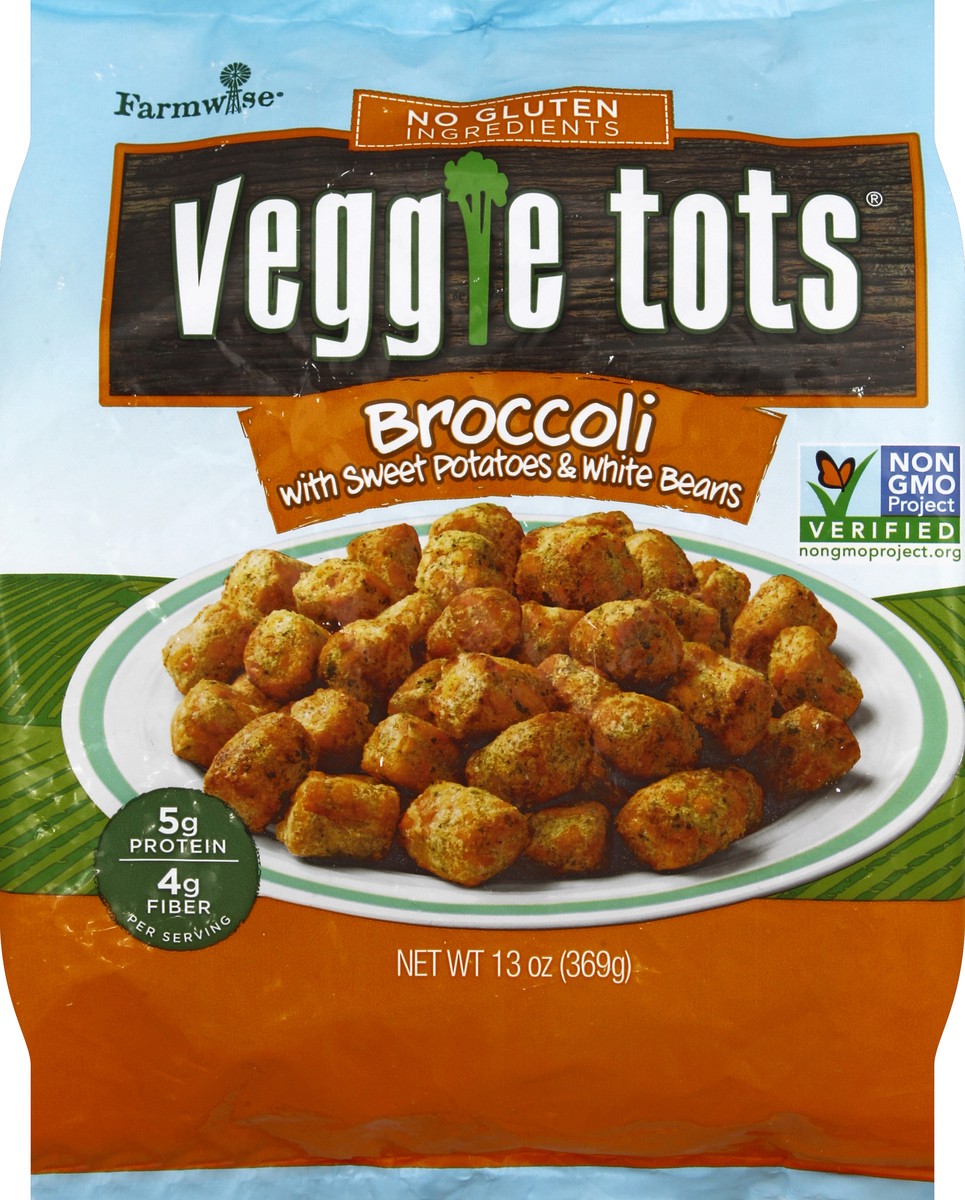 slide 5 of 6, Farmwise Veggie Tots Broccoli With Sweet Potatoes & White Beans, 13 oz