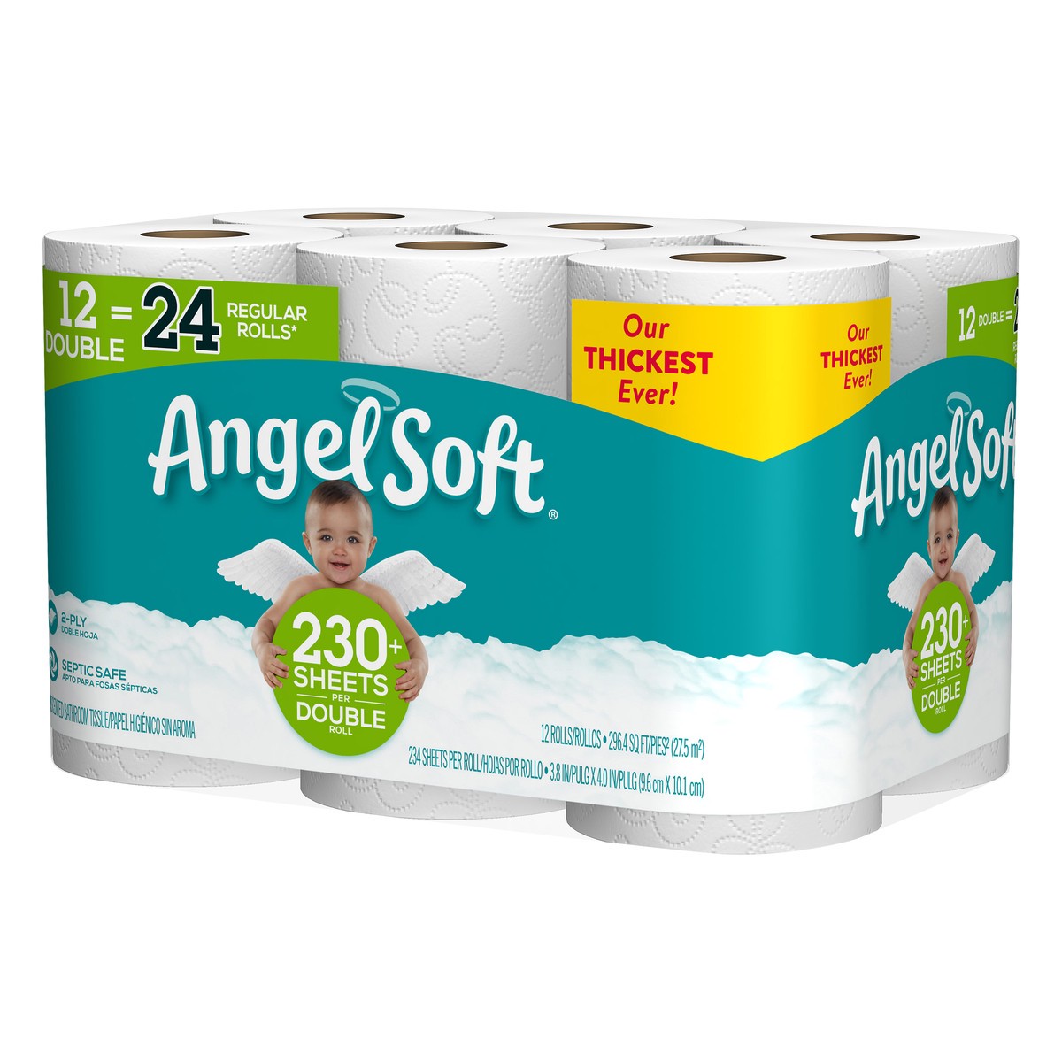 slide 3 of 5, Angel Soft 2-Ply Double Rolls Unscented Unscented Bathroom Tissue 12 ea, 12 ct