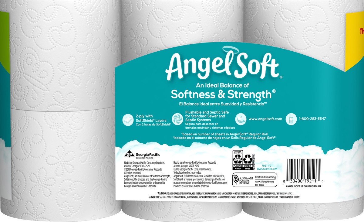 slide 4 of 5, Angel Soft 2-Ply Double Rolls Unscented Unscented Bathroom Tissue 12 ea, 12 ct