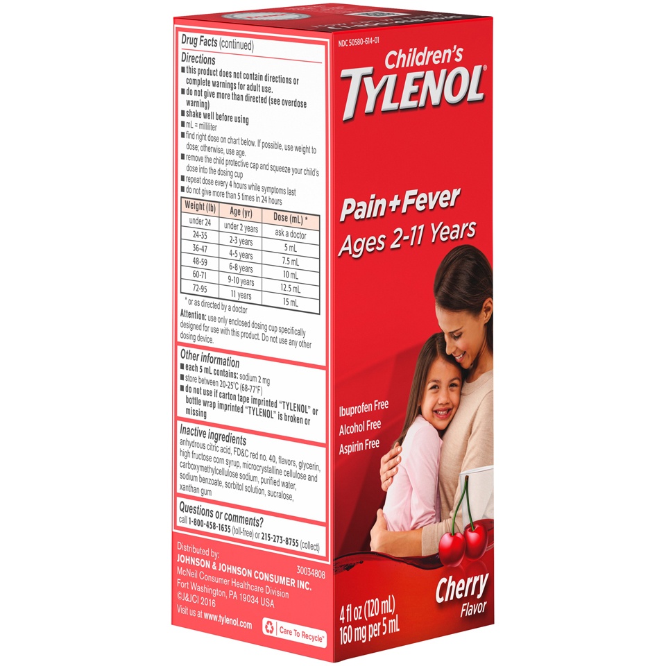slide 2 of 6, Tylenol Children's Tylenol Pain + Fever Relief Liquid - Acetaminophen - Cherry - 4 fl oz, 4 fl oz