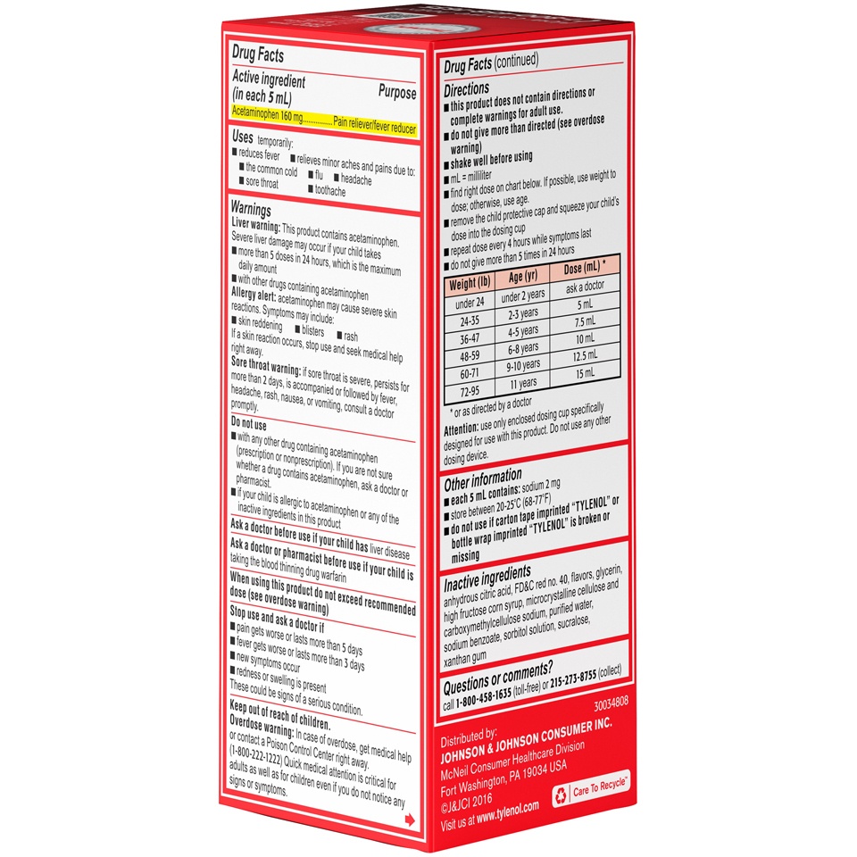 slide 3 of 6, Tylenol Children's Tylenol Pain + Fever Relief Liquid - Acetaminophen - Cherry - 4 fl oz, 4 fl oz