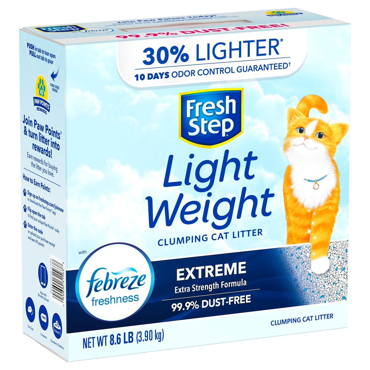 slide 5 of 9, Fresh Step Lightweight Extreme Scented Litter with the Power of Febreze, Clumping Cat Litter, 8.6 Pounds, 8.6 lb