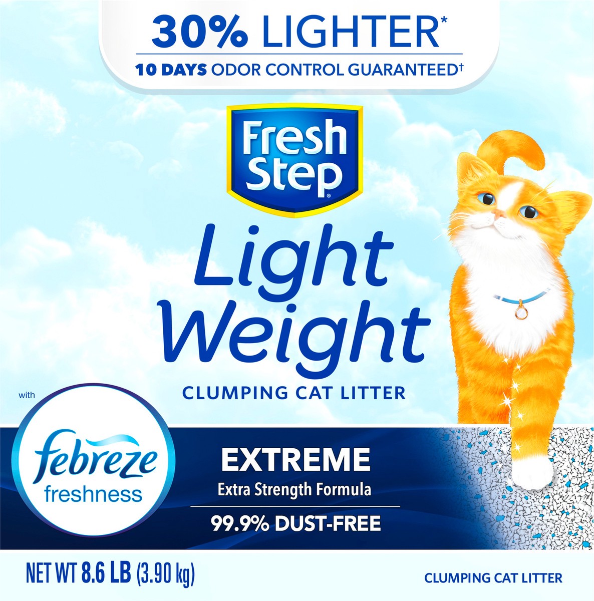 slide 3 of 9, Fresh Step Lightweight Extreme Scented Litter with the Power of Febreze, Clumping Cat Litter, 8.6 Pounds, 8.6 lb