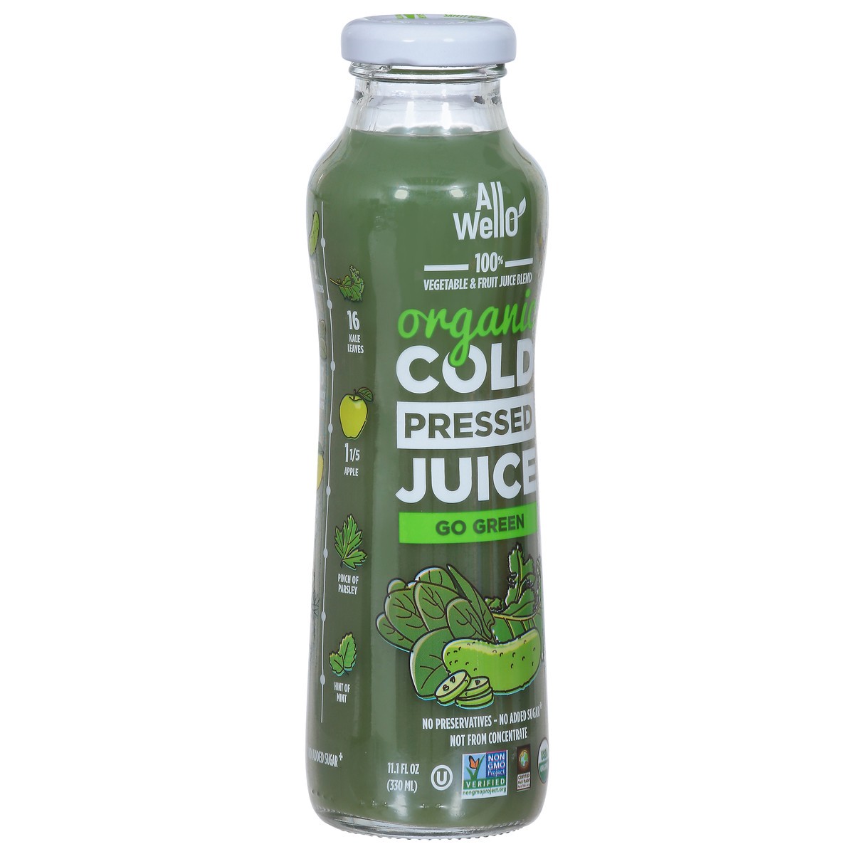 slide 2 of 9, AllWellO Go Green Organic Cold Pressed Juice, 11.1 oz