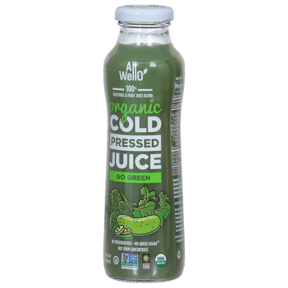 slide 3 of 9, AllWellO Go Green Organic Cold Pressed Juice, 11.1 oz