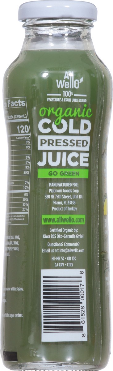 slide 5 of 9, AllWellO Go Green Organic Cold Pressed Juice, 11.1 oz