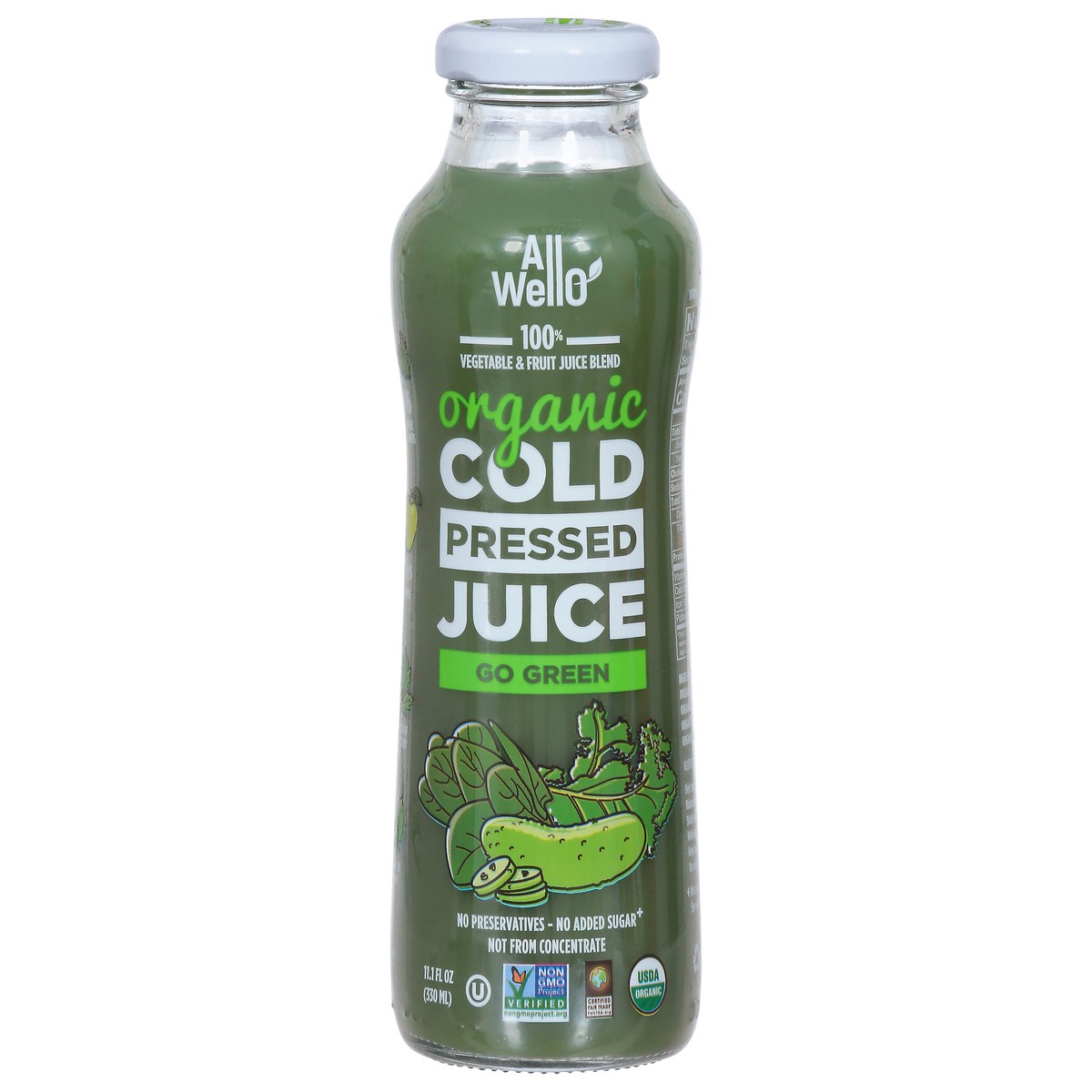 slide 1 of 9, AllWellO Go Green Organic Cold Pressed Juice, 11.1 oz