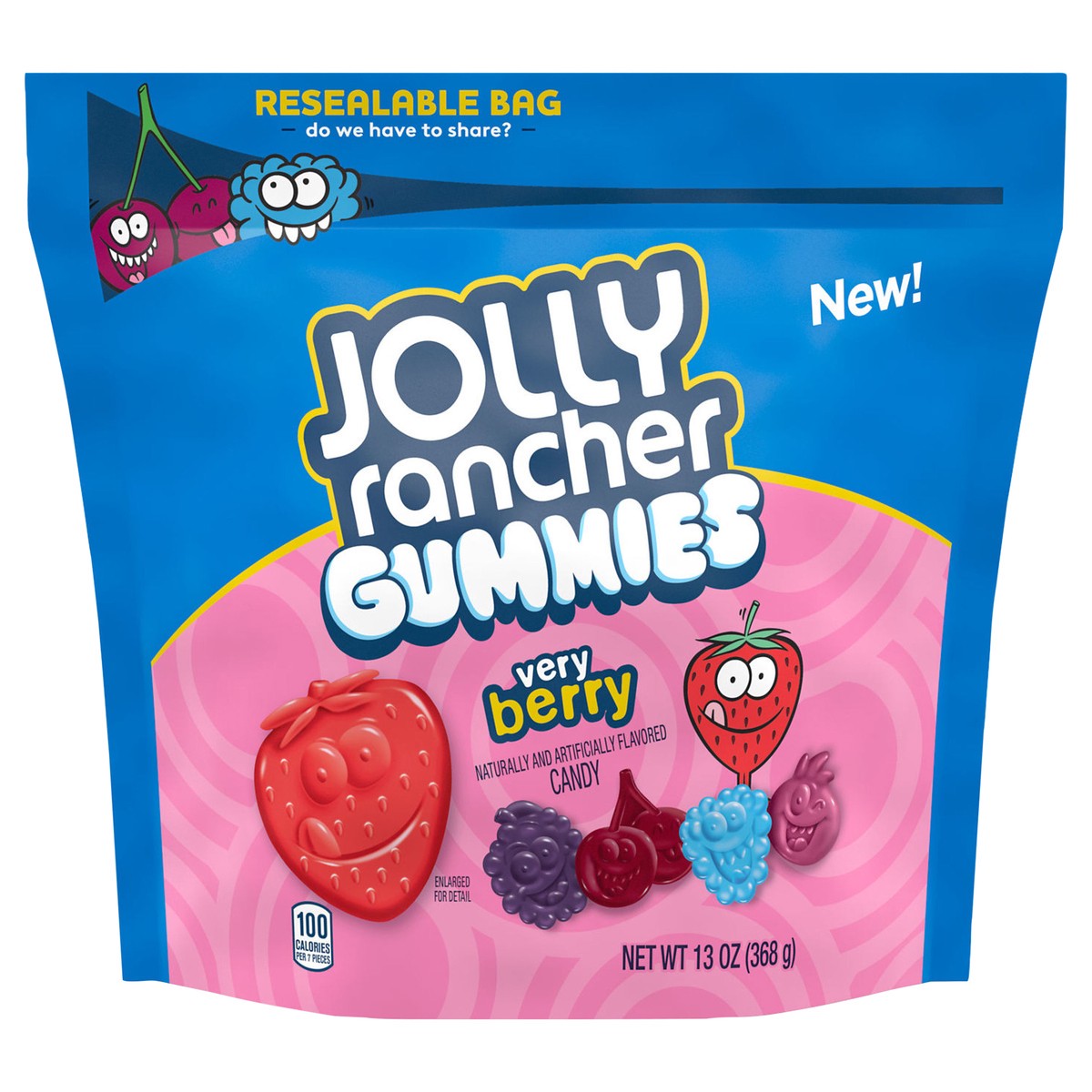 slide 1 of 1, JOLLY RANCHER Very Berry Assorted Fruit Flavors Gummies, Movie Snack Candy Resealable Bag, 13 oz, 13 oz