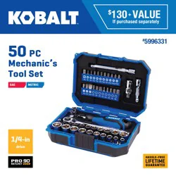 Kobalt 50 -Piece Metric and standard (SAE) Mechanics Tool Set with Hard Case