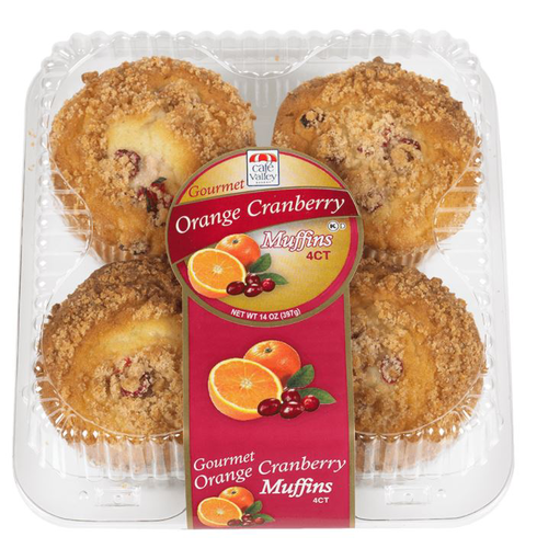 slide 1 of 1, Cafe Valley Gourmet Orange Cranberry Muffins, 14 oz