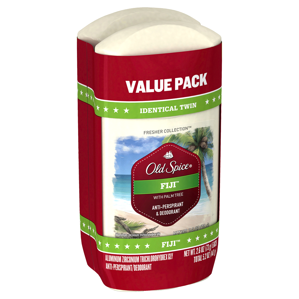 slide 3 of 5, Old Spice Identical Twin Value Pack Fiji with Palm Tree Anti-Perspirant & Deodorant 2 ea, 2 ct; 2.6 oz