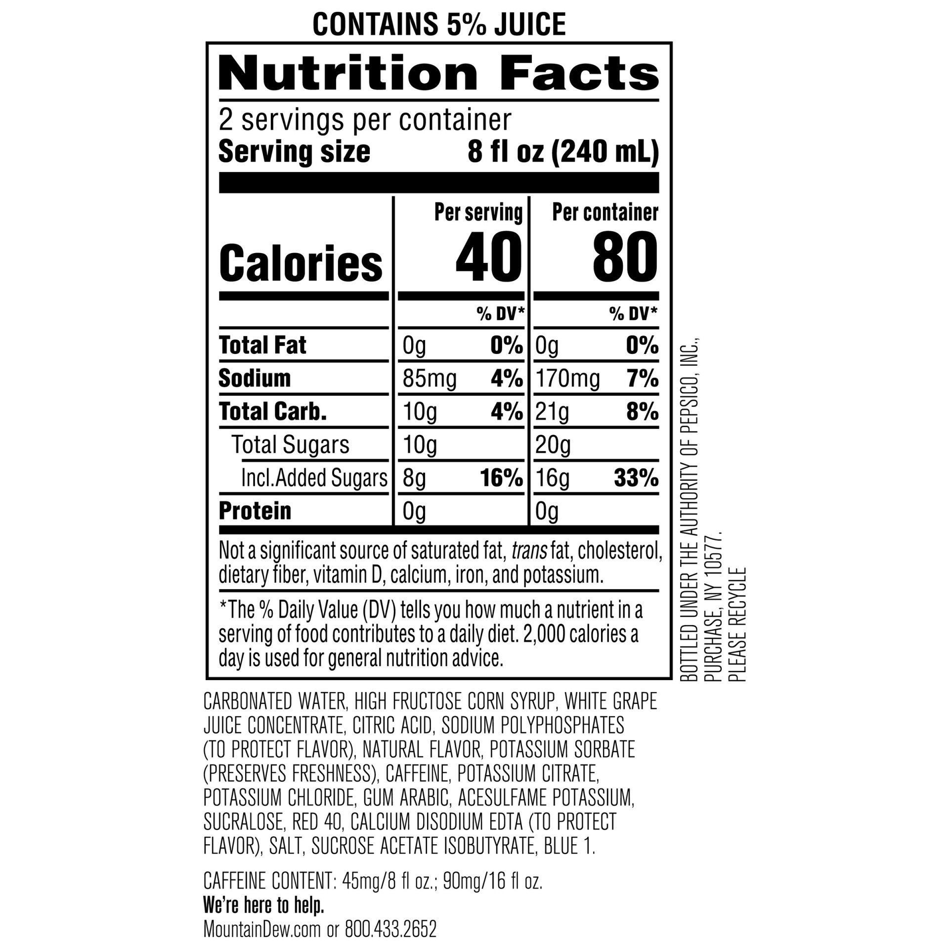 slide 3 of 3, Mountain Dew Kickstart Energizing Juice Drink Grape Flavored 16 Fl Oz Can, 16 fl oz