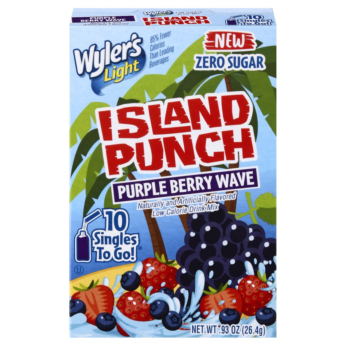 slide 1 of 10, Wyler's Light Island Punch Low Calorie 10 Pack Purple Berry Wave Drink Mix 10 ea, 10 ct