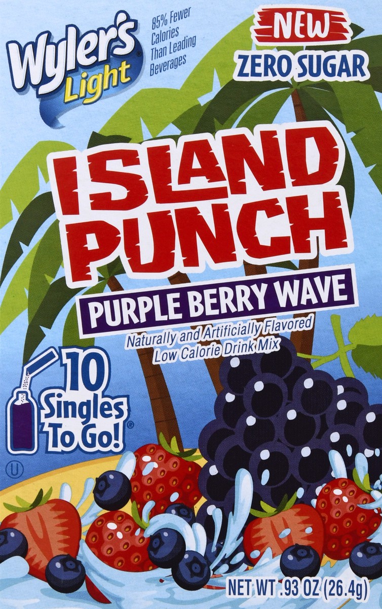 slide 2 of 10, Wyler's Light Island Punch Low Calorie 10 Pack Purple Berry Wave Drink Mix 10 ea, 10 ct