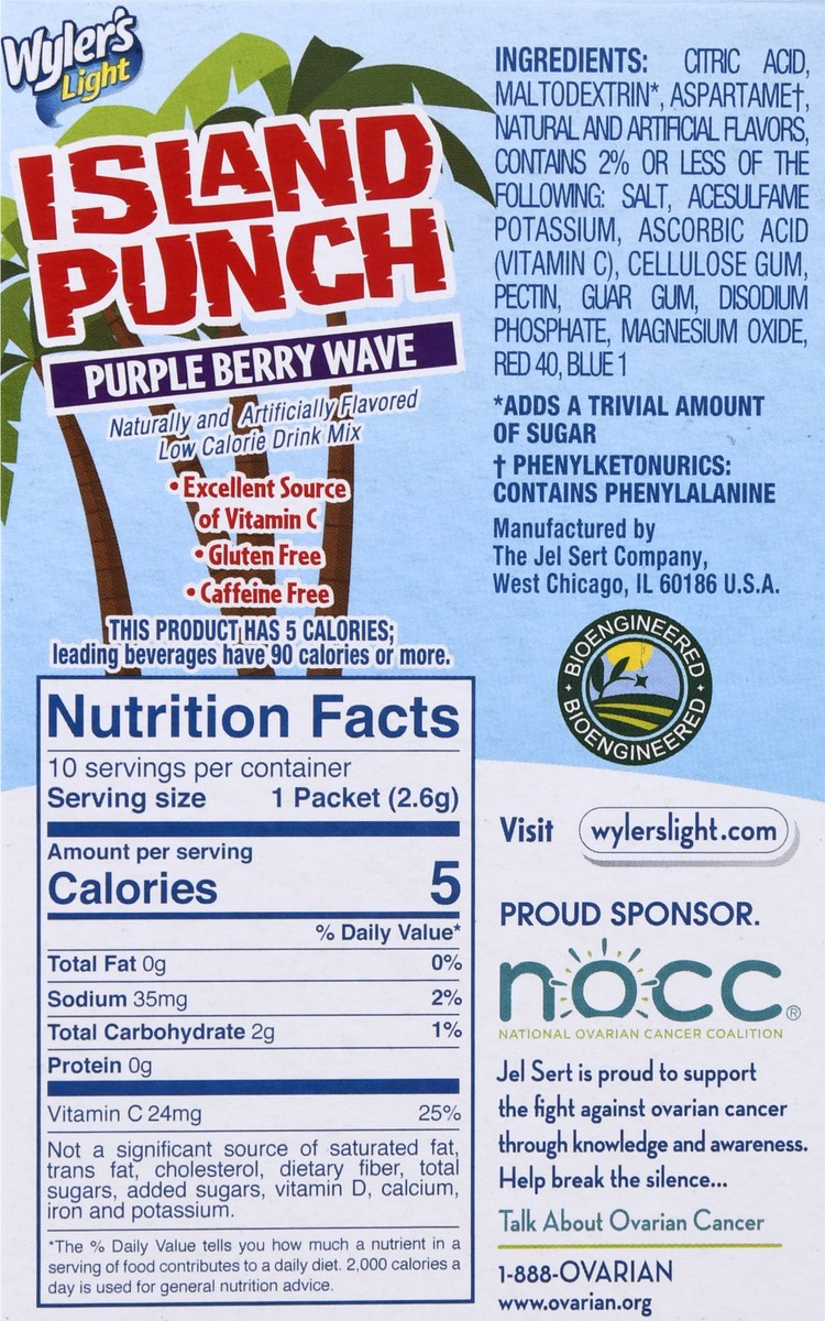 slide 5 of 10, Wyler's Light Island Punch Low Calorie 10 Pack Purple Berry Wave Drink Mix 10 ea, 10 ct