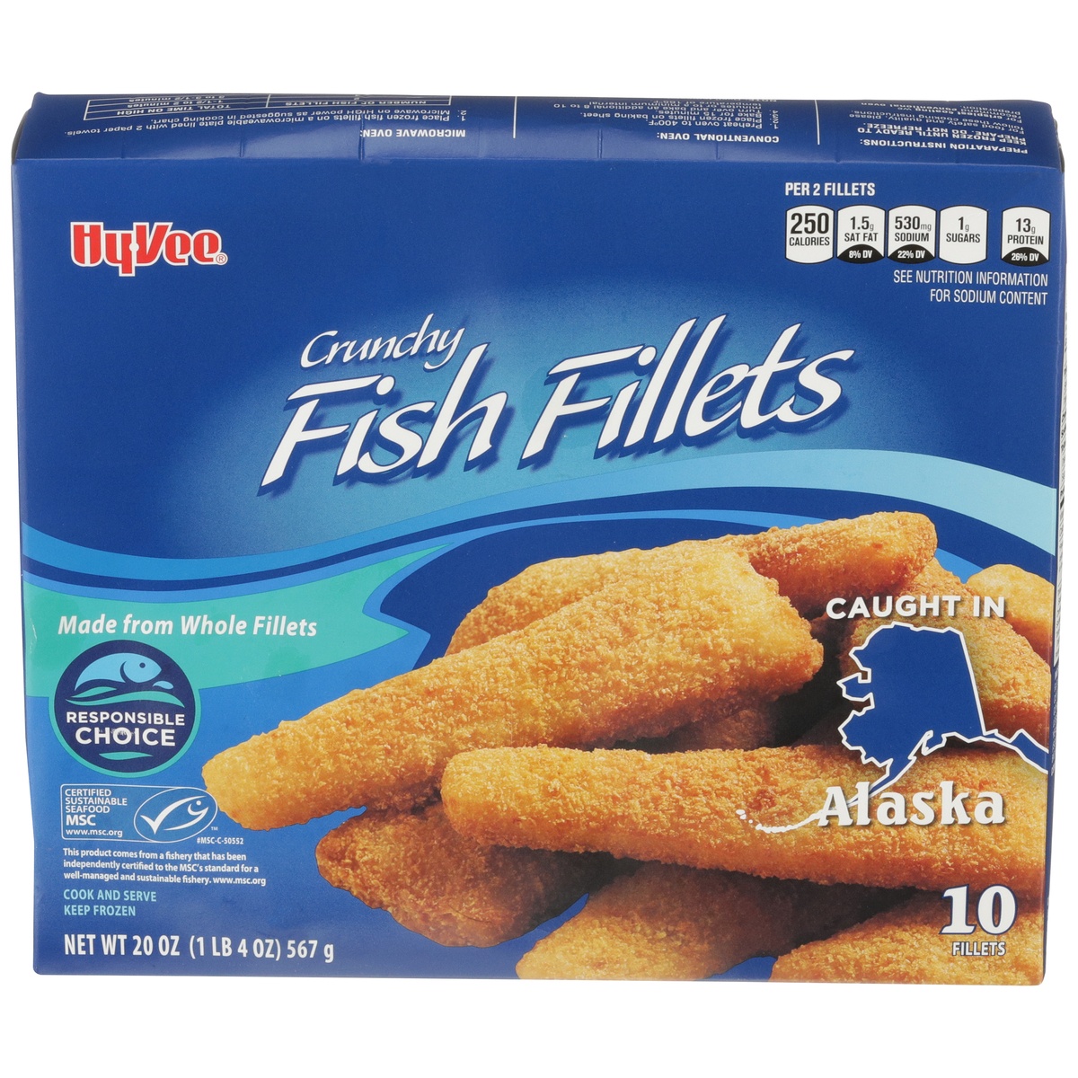 slide 1 of 1, Hy-vee Crunchy Fish Fillets, 10 ct; 20 oz