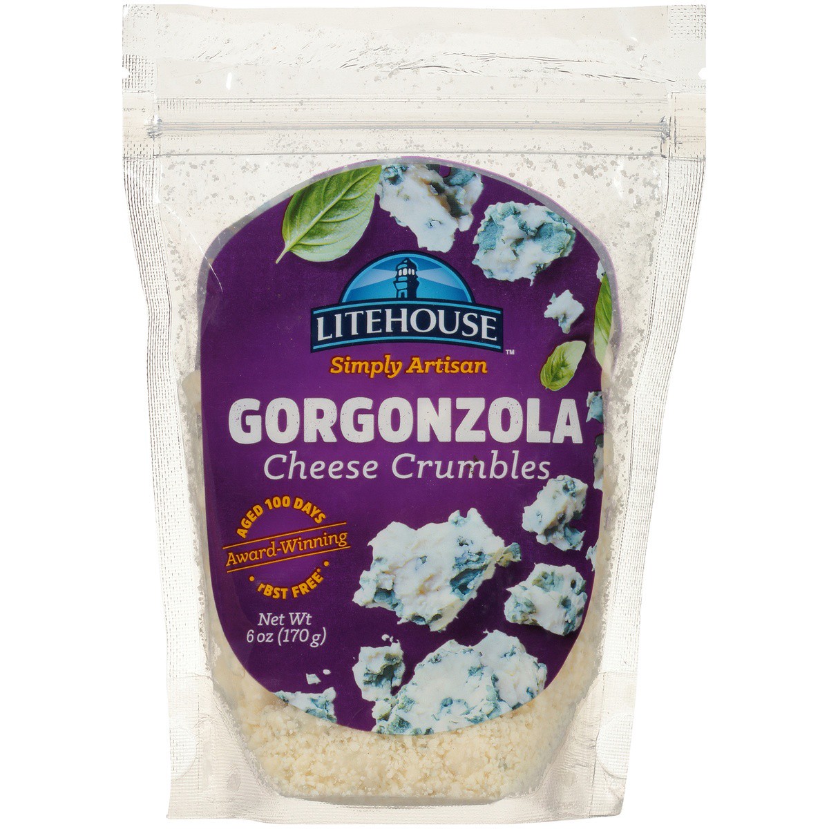 slide 7 of 7, Litehouse Simply Artisan Gorgonzola Cheese Crumbles 6 oz. Stand-Up Bag, 6 oz