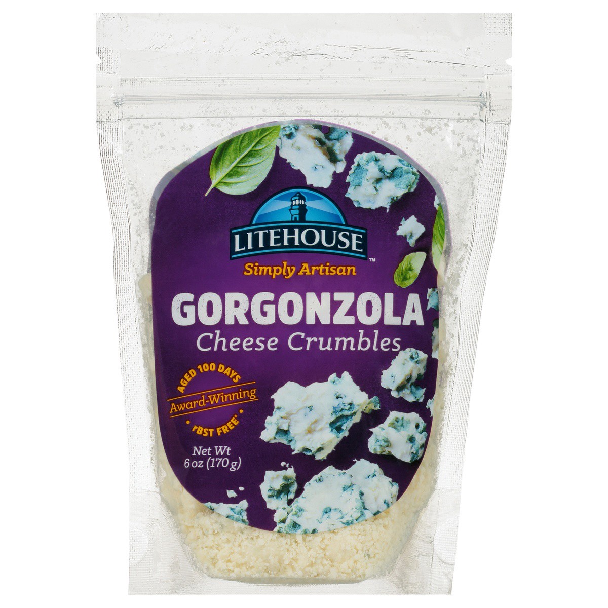 slide 1 of 7, Litehouse Simply Artisan Gorgonzola Cheese Crumbles 6 oz. Stand-Up Bag, 6 oz