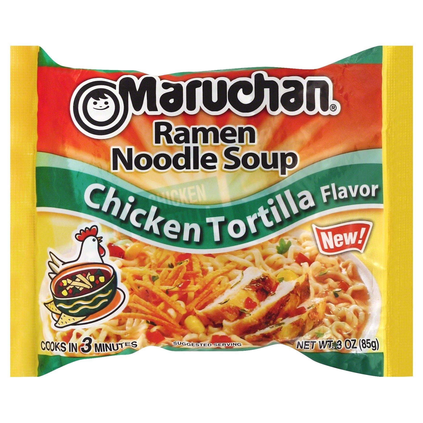 slide 1 of 7, Maruchan Chicken Tortilla Flavor Ramen Noodle Soup, 3 oz