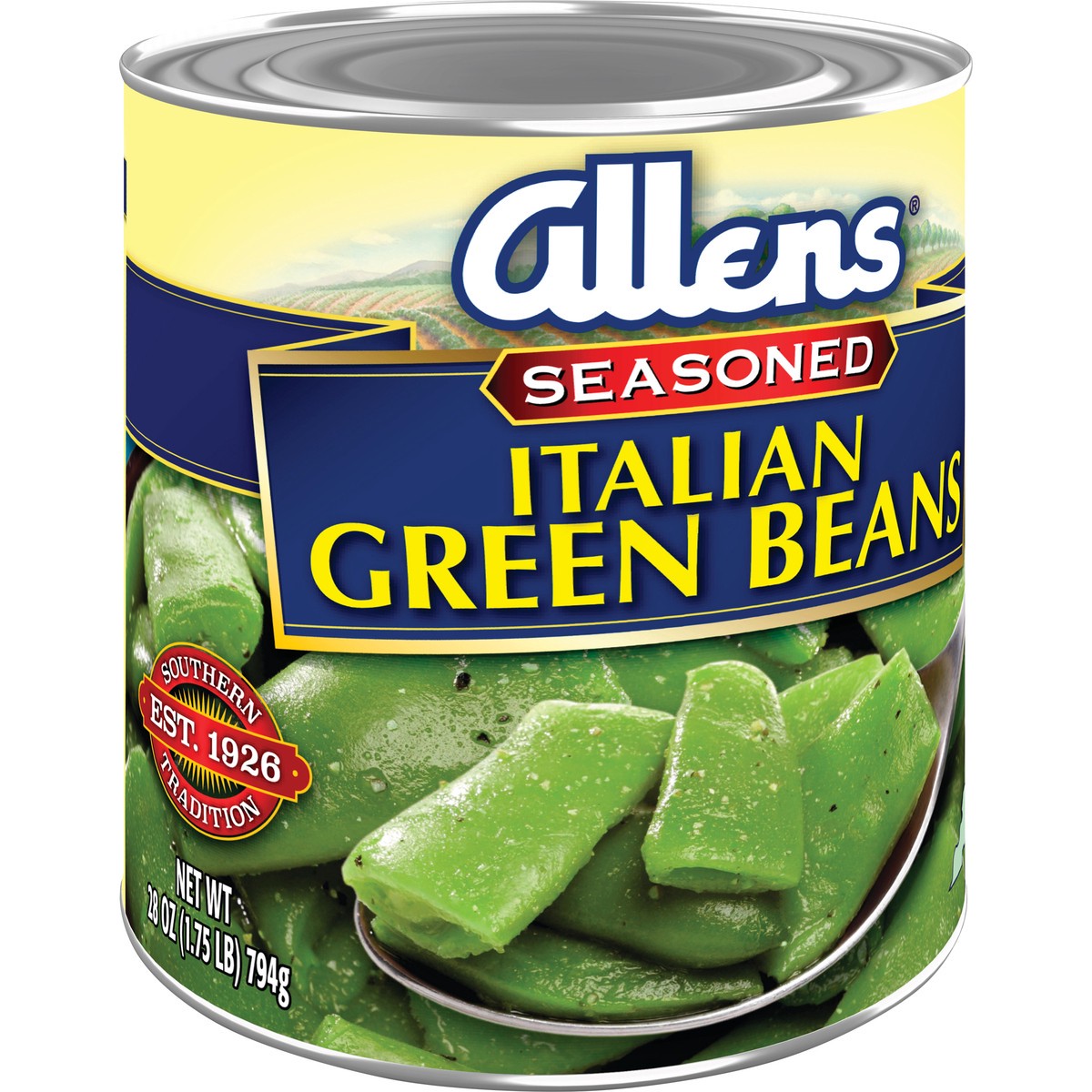 slide 7 of 7, Allen's Cut Italian Green Beans, Seasoned Southern Style, 28 oz