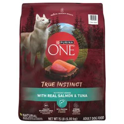 Purina ONE True Instinct With Real Salmon and Tuna Natural With Added Vitamins, Minerals and Nutrients High Protein Dog Food Dry Formula - 15 lb. Bag