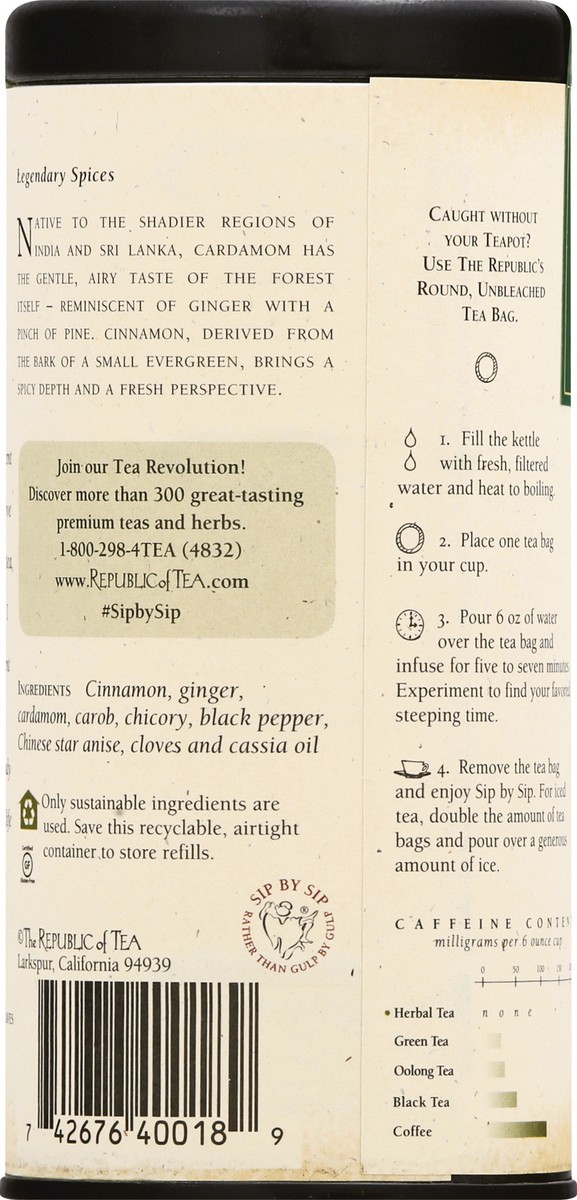 slide 9 of 11, The Republic of Tea Cardamon Cinnamon Herbal Tea - 36 ct, 36 ct