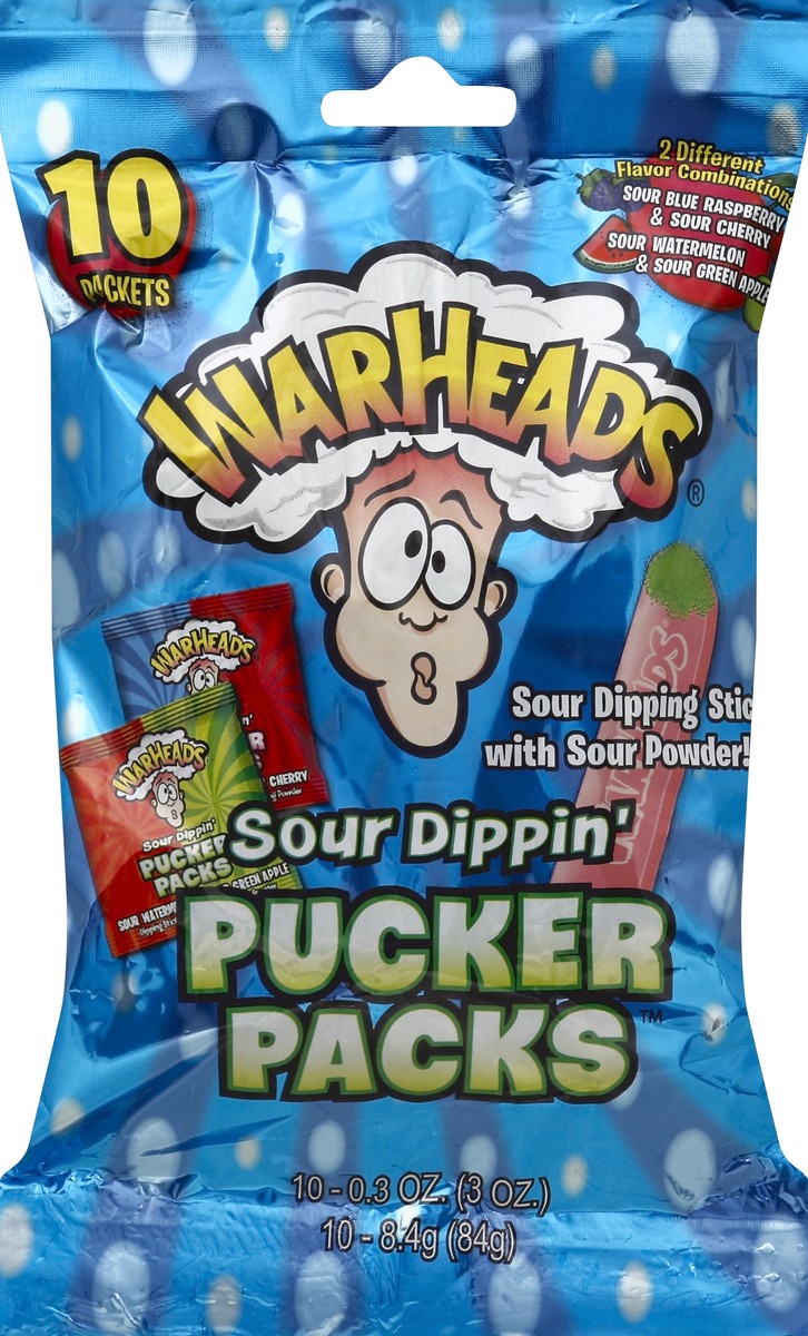 slide 2 of 3, Warheads Sour Dippin' Pucker Packs, 3 oz