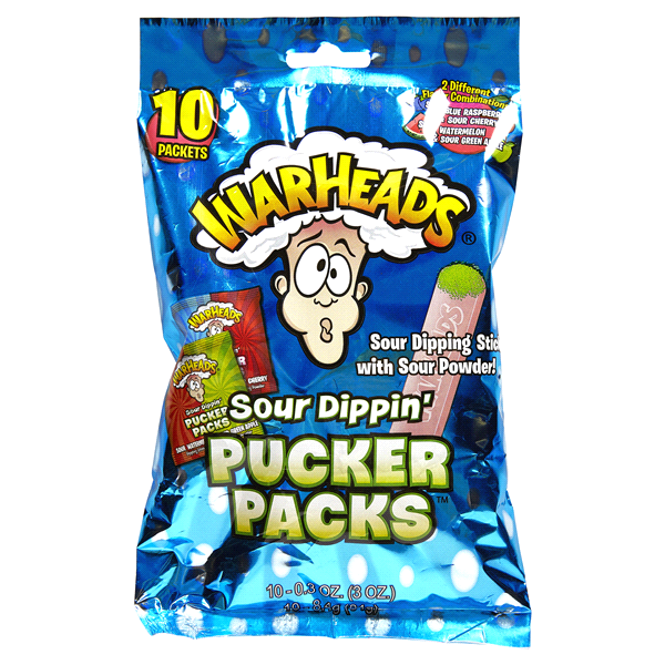 slide 1 of 3, Warheads Sour Dippin' Pucker Packs, 3 oz