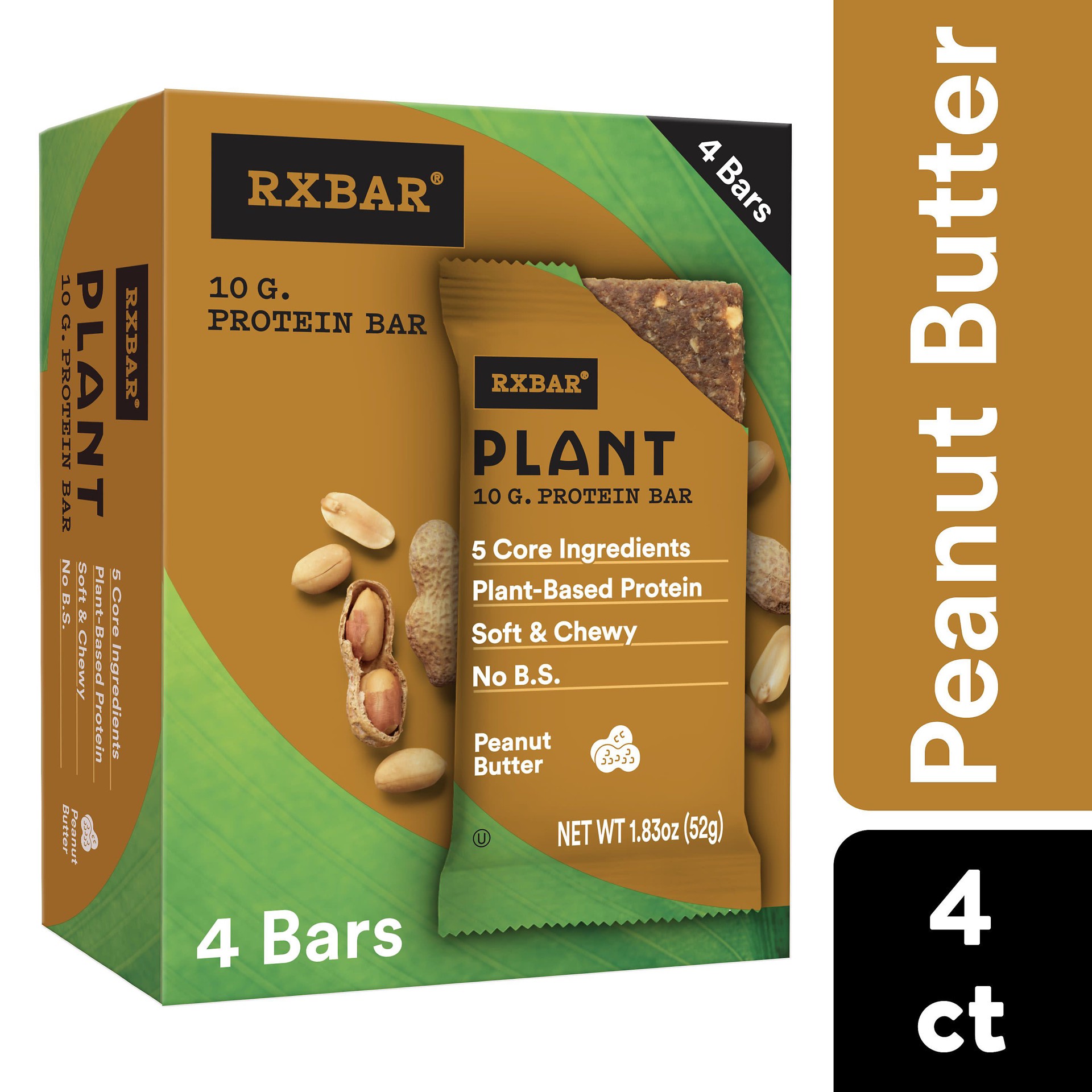 slide 1 of 2, RXBAR Protein Bars, Peanut Butter, 7.32 oz, 4 Count, 1 ct