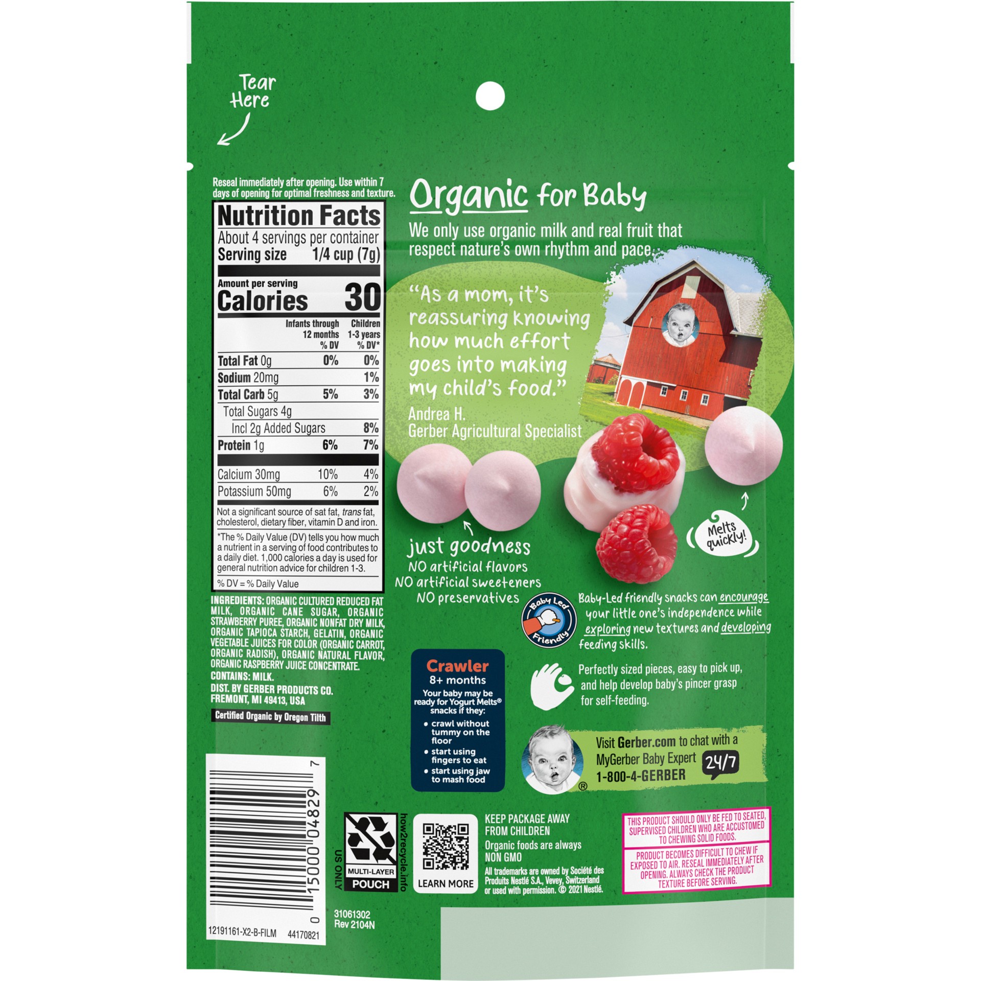 slide 3 of 5, Gerber 2nd Foods Organics for Baby Yogurt Melts, Red Berries, 1 oz Bag, 1 oz