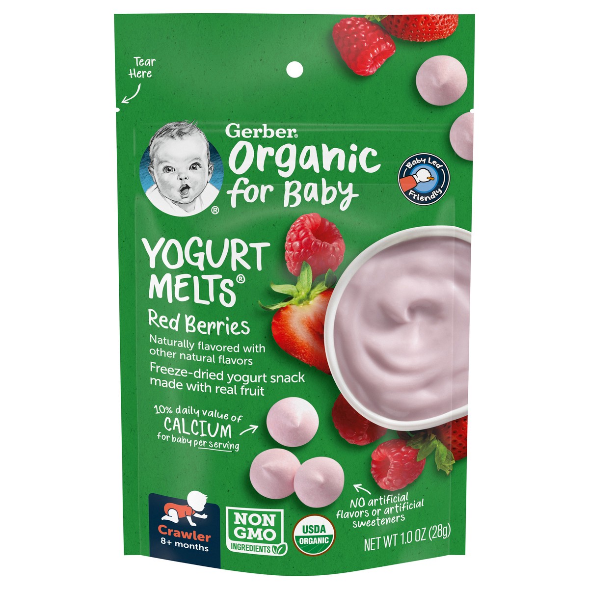 slide 1 of 5, Gerber 2nd Foods Organics for Baby Yogurt Melts, Red Berries, 1 oz Bag, 1 oz